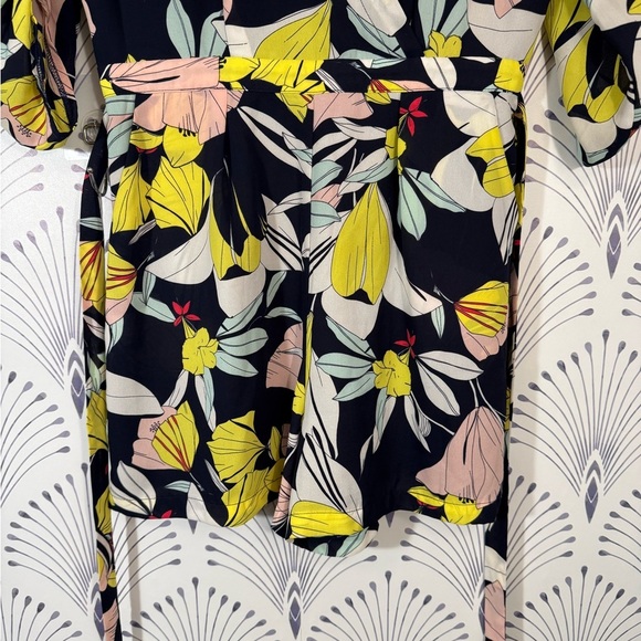 Maison Jules Yellow and Pink Wrap Tie Front Romper - Picture 4 of 8